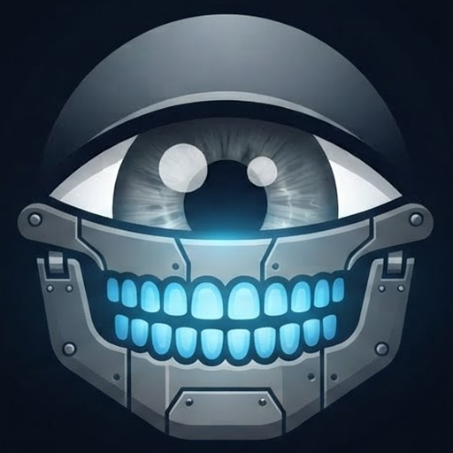 EyesonBT emblem: an eye above a robotic mouth with glowing blue teeth